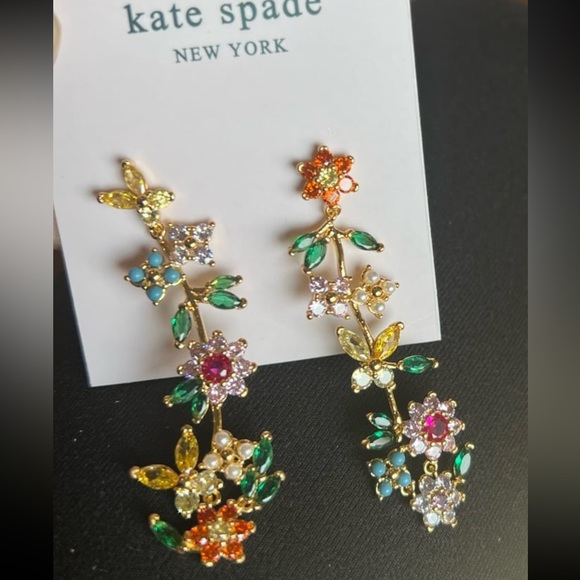 Katespade bloom flower linear earrings - Picture 12 of 13